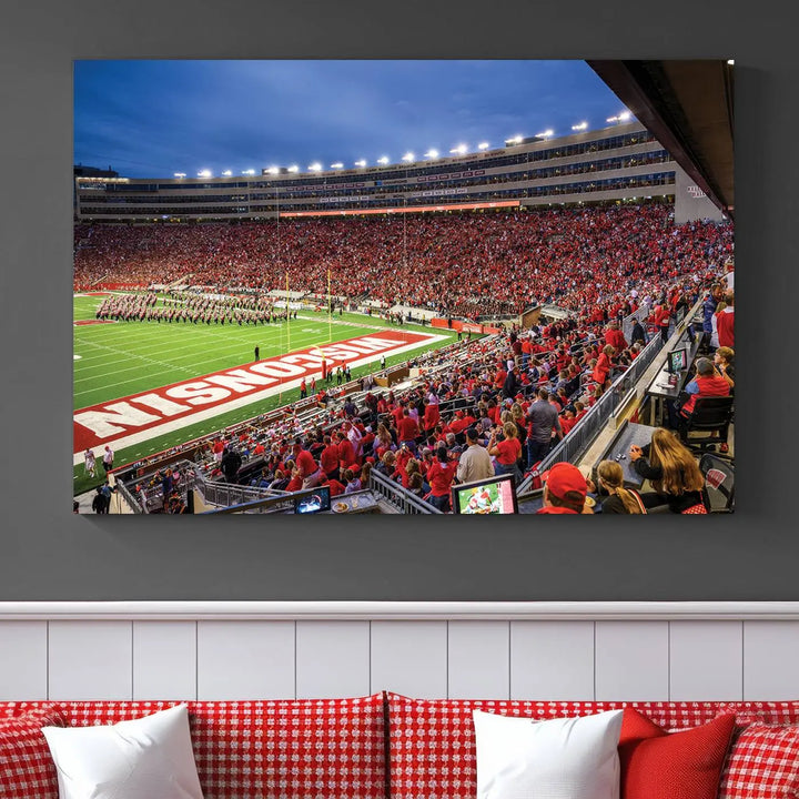 Wisconsin Badgers Football Team Print - Madison Camp Randall Stadium Wall Art Canvas Print