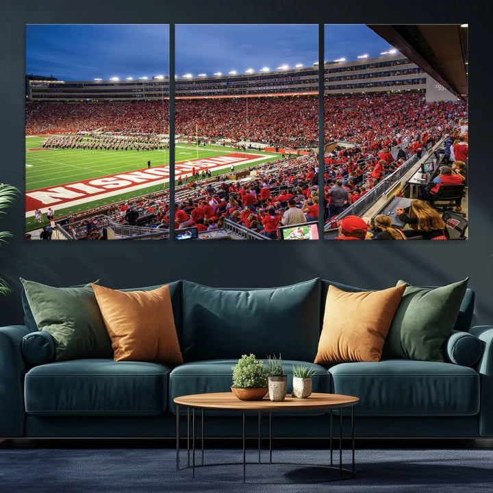 Wisconsin Badgers Football Team Print - Madison Camp Randall Stadium Wall Art Canvas Print