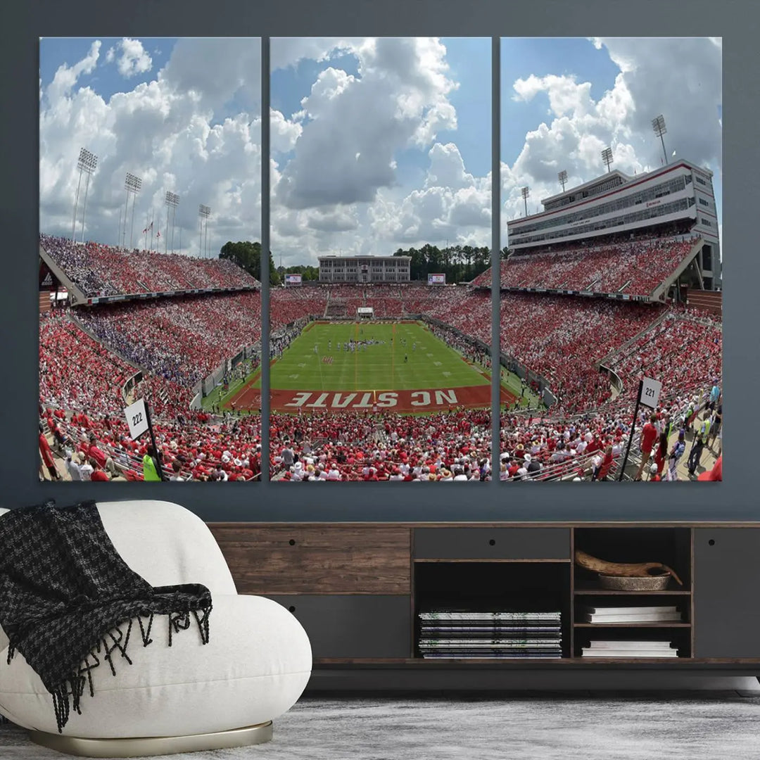 North Carolina University Wolfpack Football Stadium Framed Wall Art Canvas Print