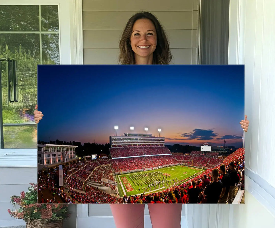 Wolfpack Football Team Print - Raleigh Carter-Finley Stadium Wall Art Canvas Print