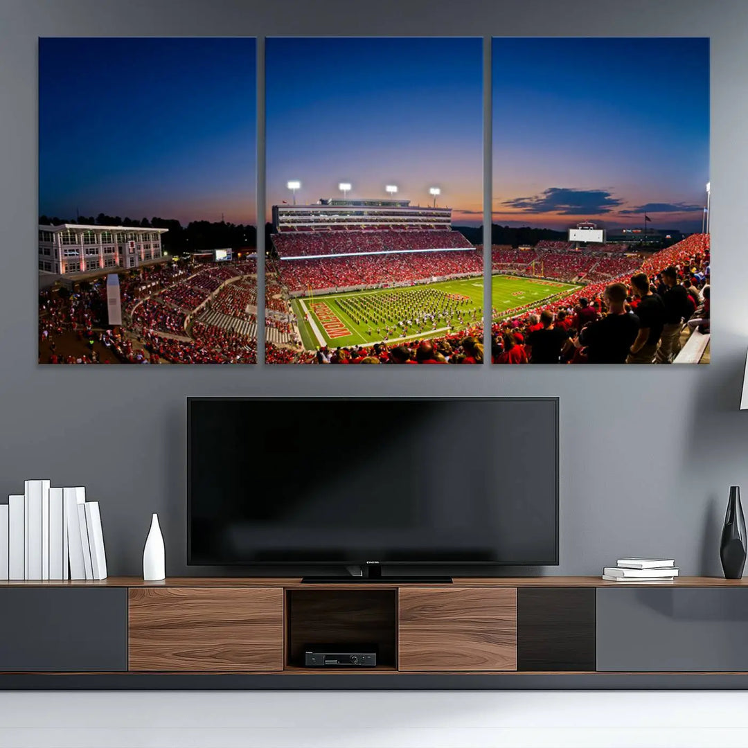 Wolfpack Football Team Print - Raleigh Carter-Finley Stadium Wall Art Canvas Print