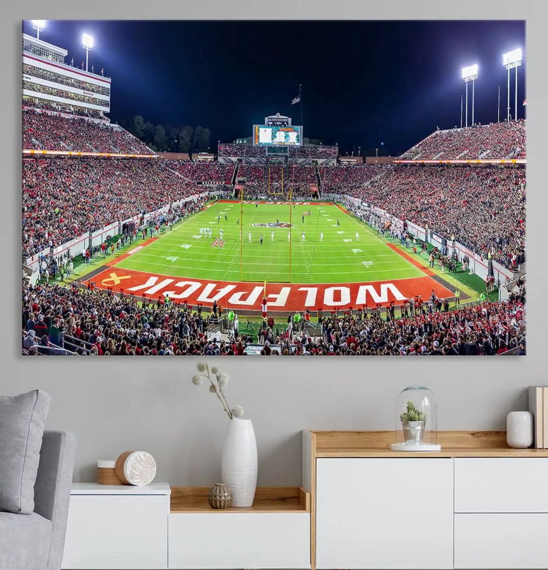 Wolfpack Football Team Print - Raleigh Carter-Finley Stadium Wall Art Canvas Print