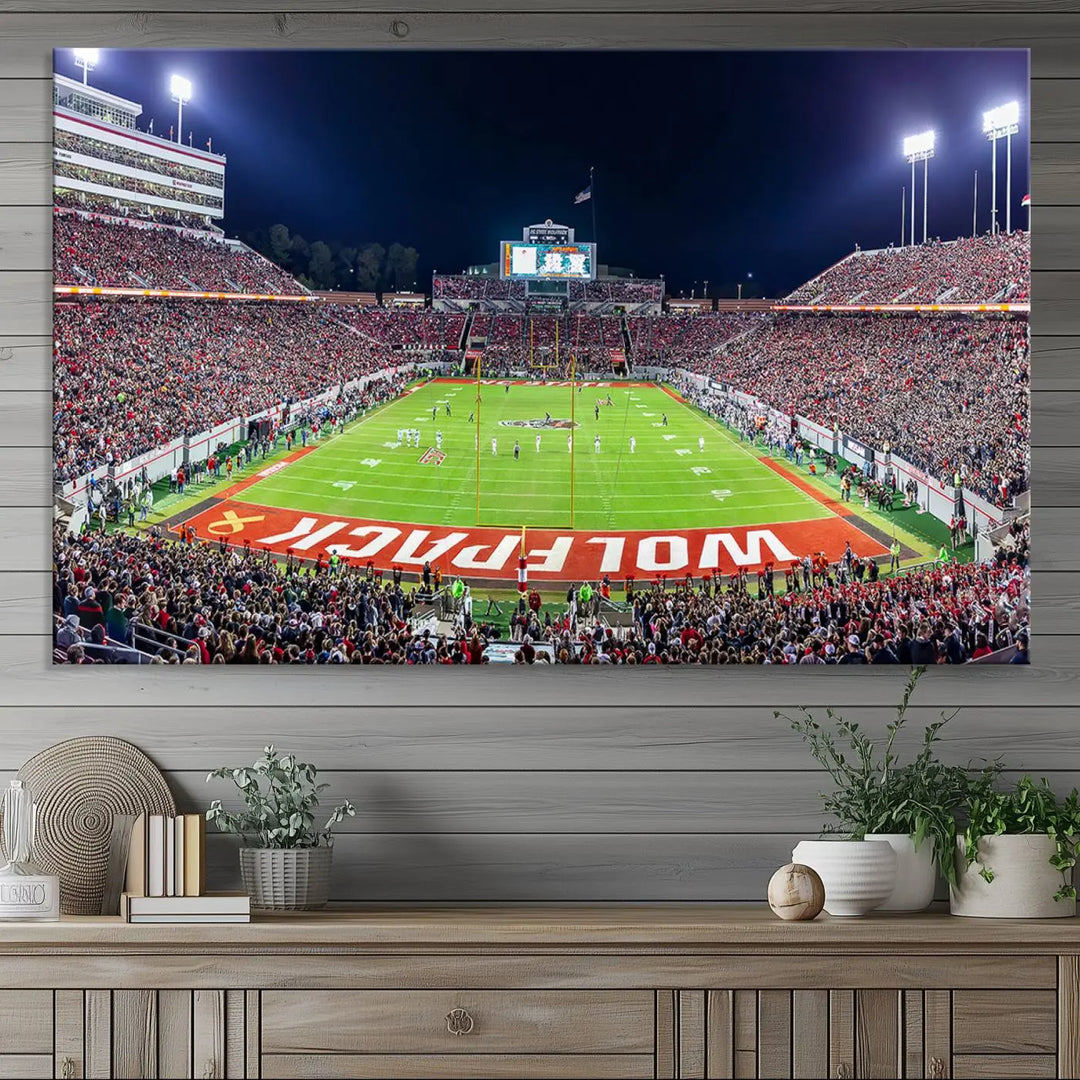 Wolfpack Football Team Print - Raleigh Carter-Finley Stadium Wall Art Canvas Print