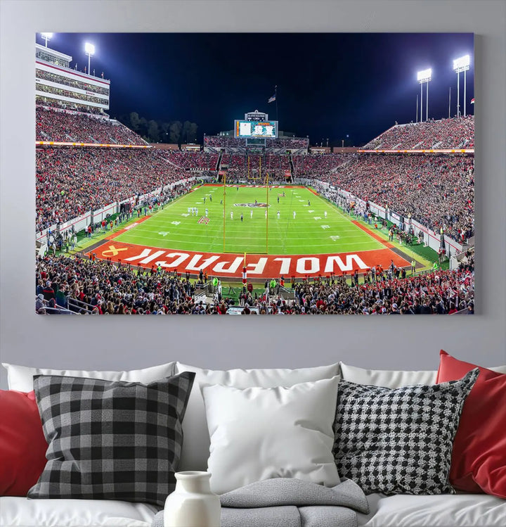 Wolfpack Football Team Print - Raleigh Carter-Finley Stadium Wall Art Canvas Print