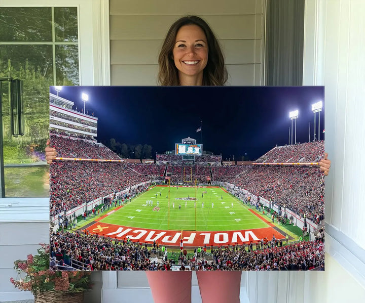 Wolfpack Football Team Print - Raleigh Carter-Finley Stadium Wall Art Canvas Print