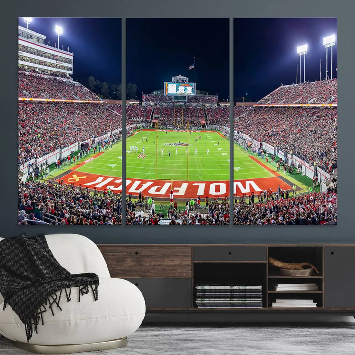 Wolfpack Football Team Print - Raleigh Carter-Finley Stadium Wall Art Canvas Print