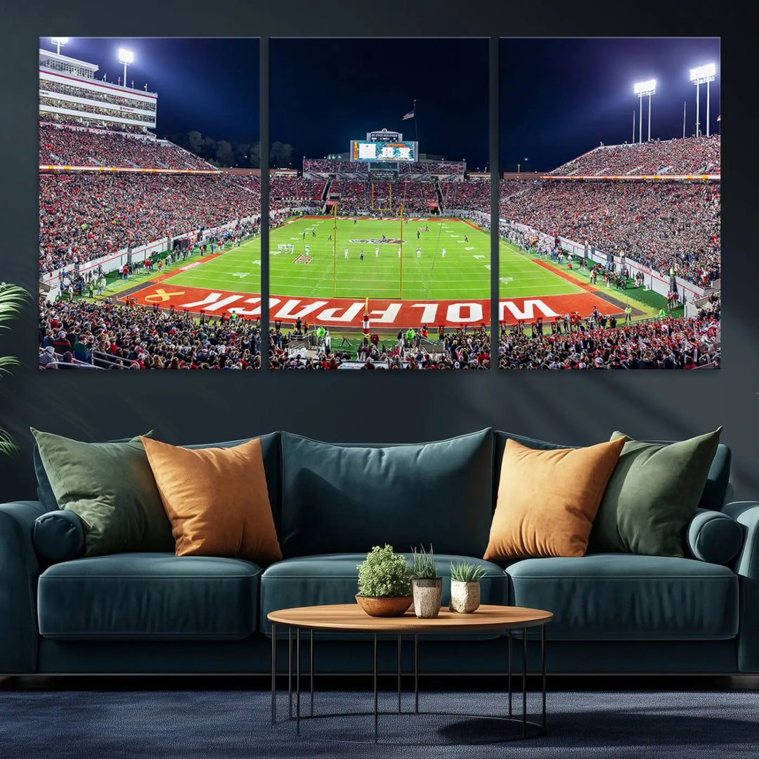 Wolfpack Football Team Print - Raleigh Carter-Finley Stadium Wall Art Canvas Print