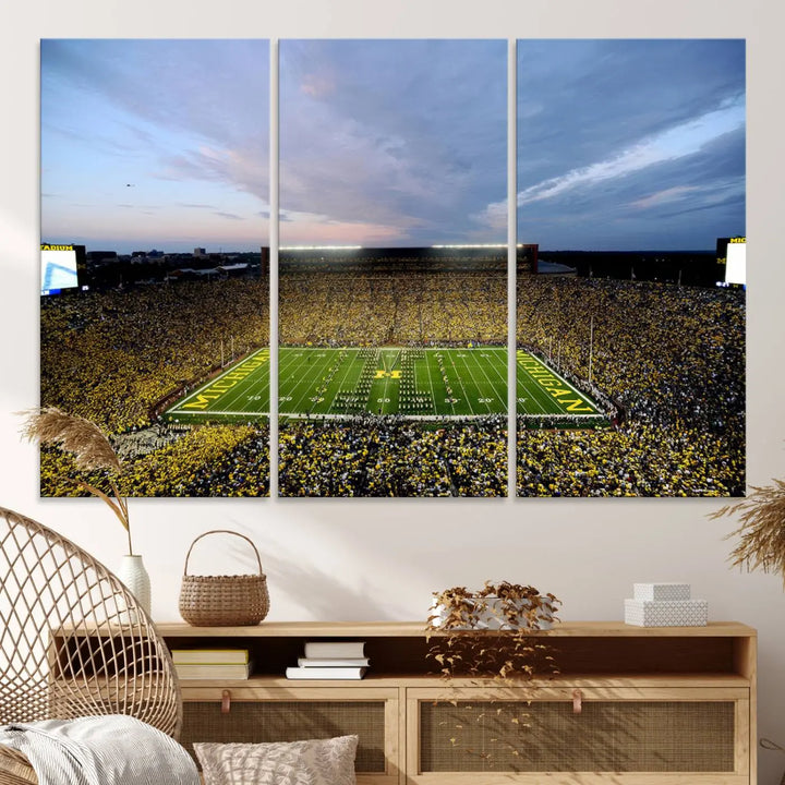 University of Michigan Wolverines Football Team Print - Ann Arbor Michigan Stadium Wall Art Canvas Print