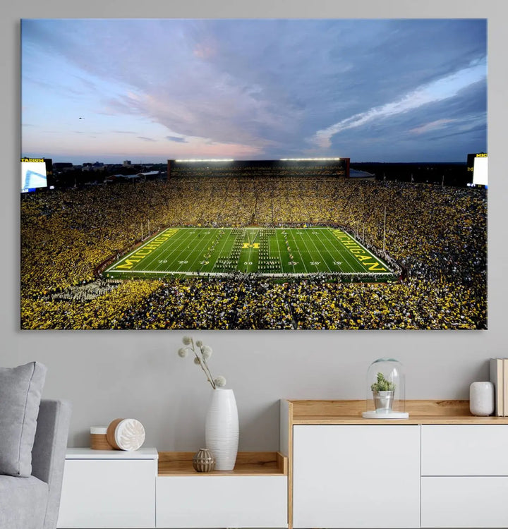 University of Michigan Wolverines Football Team Print - Ann Arbor Michigan Stadium Wall Art Canvas Print