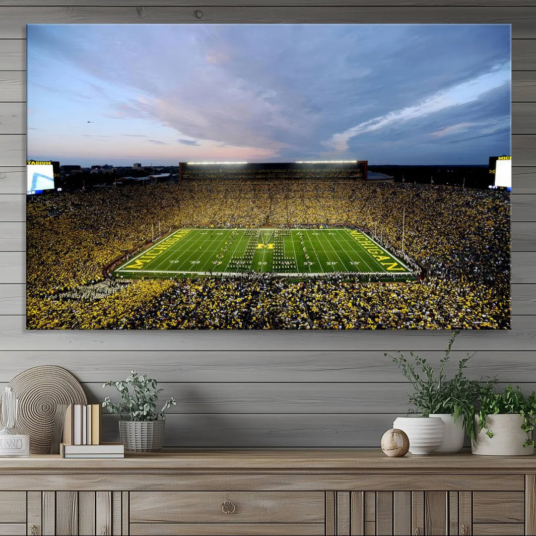 University of Michigan Wolverines Football Team Print - Ann Arbor Michigan Stadium Wall Art Canvas Print