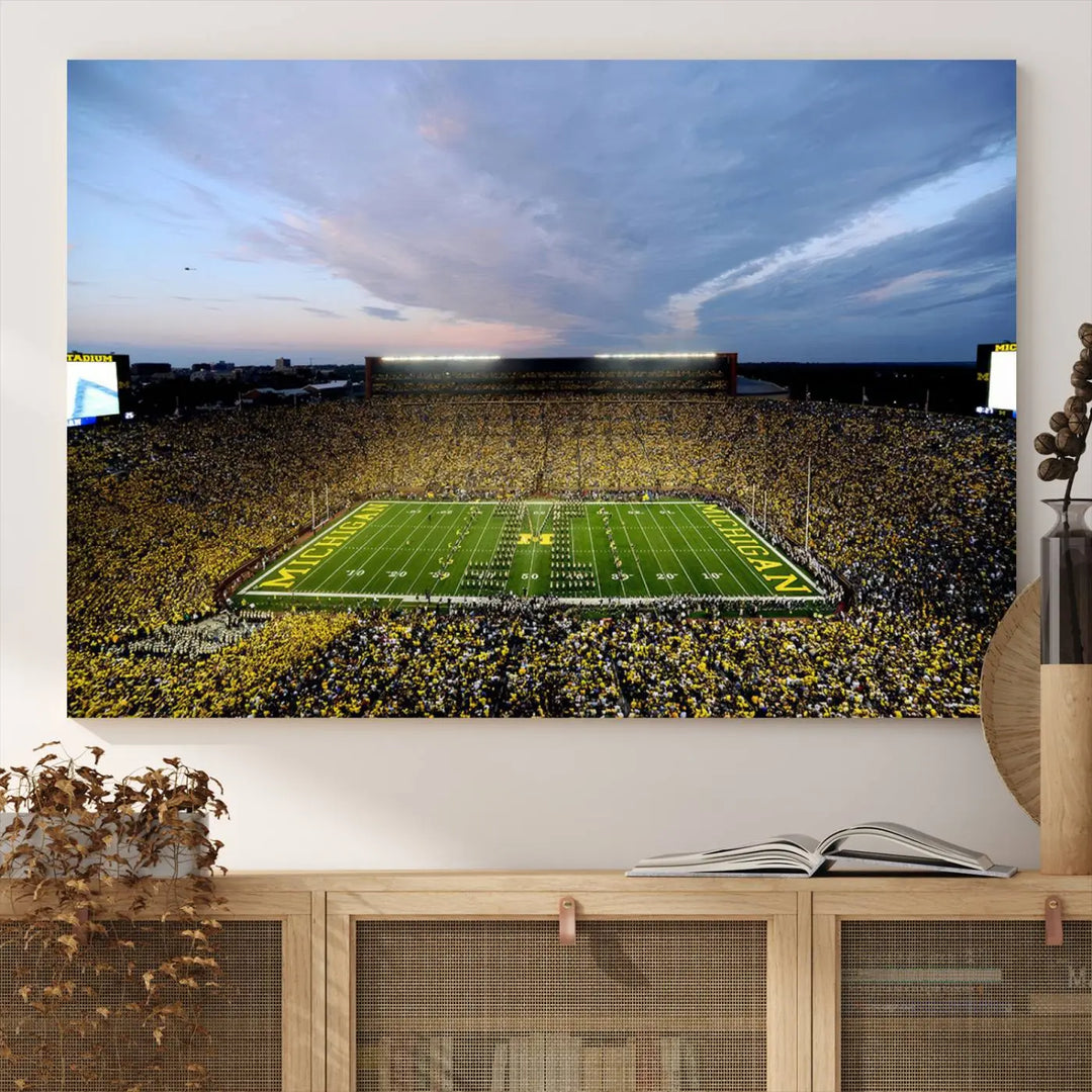 University of Michigan Wolverines Football Team Print - Ann Arbor Michigan Stadium Wall Art Canvas Print