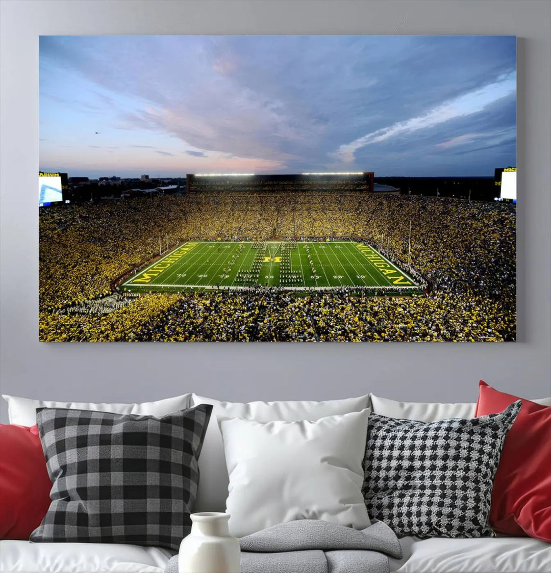 University of Michigan Wolverines Football Team Print - Ann Arbor Michigan Stadium Wall Art Canvas Print