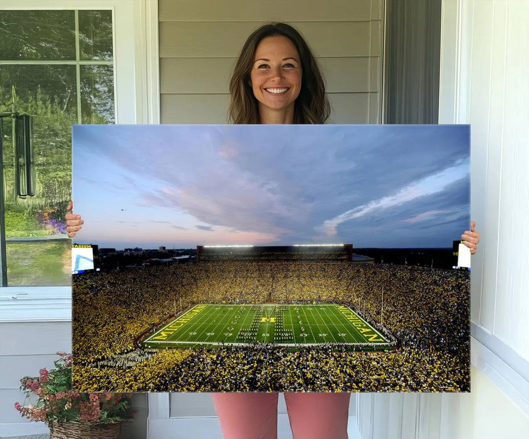 University of Michigan Wolverines Football Team Print - Ann Arbor Michigan Stadium Wall Art Canvas Print