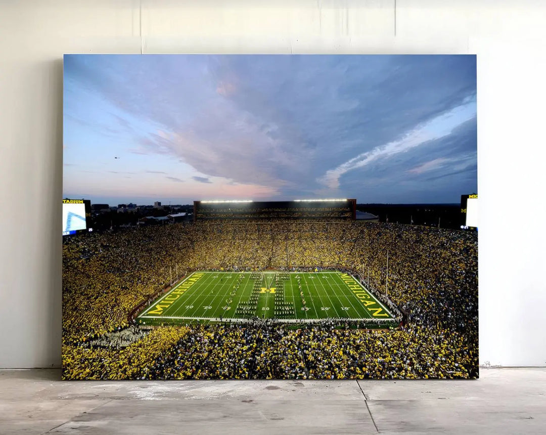 University of Michigan Wolverines Football Team Print - Ann Arbor Michigan Stadium Wall Art Canvas Print