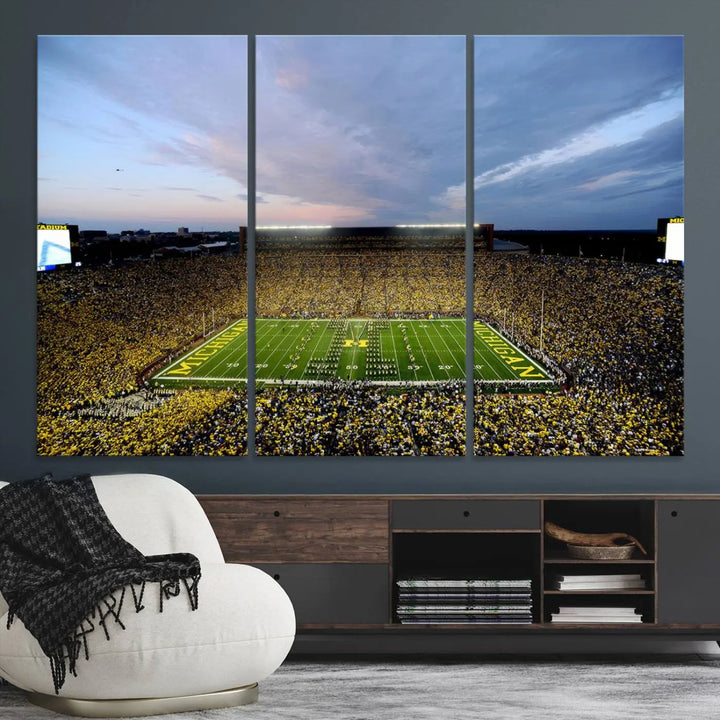 University of Michigan Wolverines Football Team Print - Ann Arbor Michigan Stadium Wall Art Canvas Print