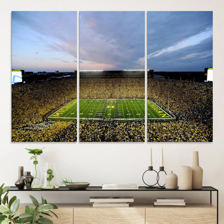 University of Michigan Wolverines Football Team Print - Ann Arbor Michigan Stadium Wall Art Canvas Print