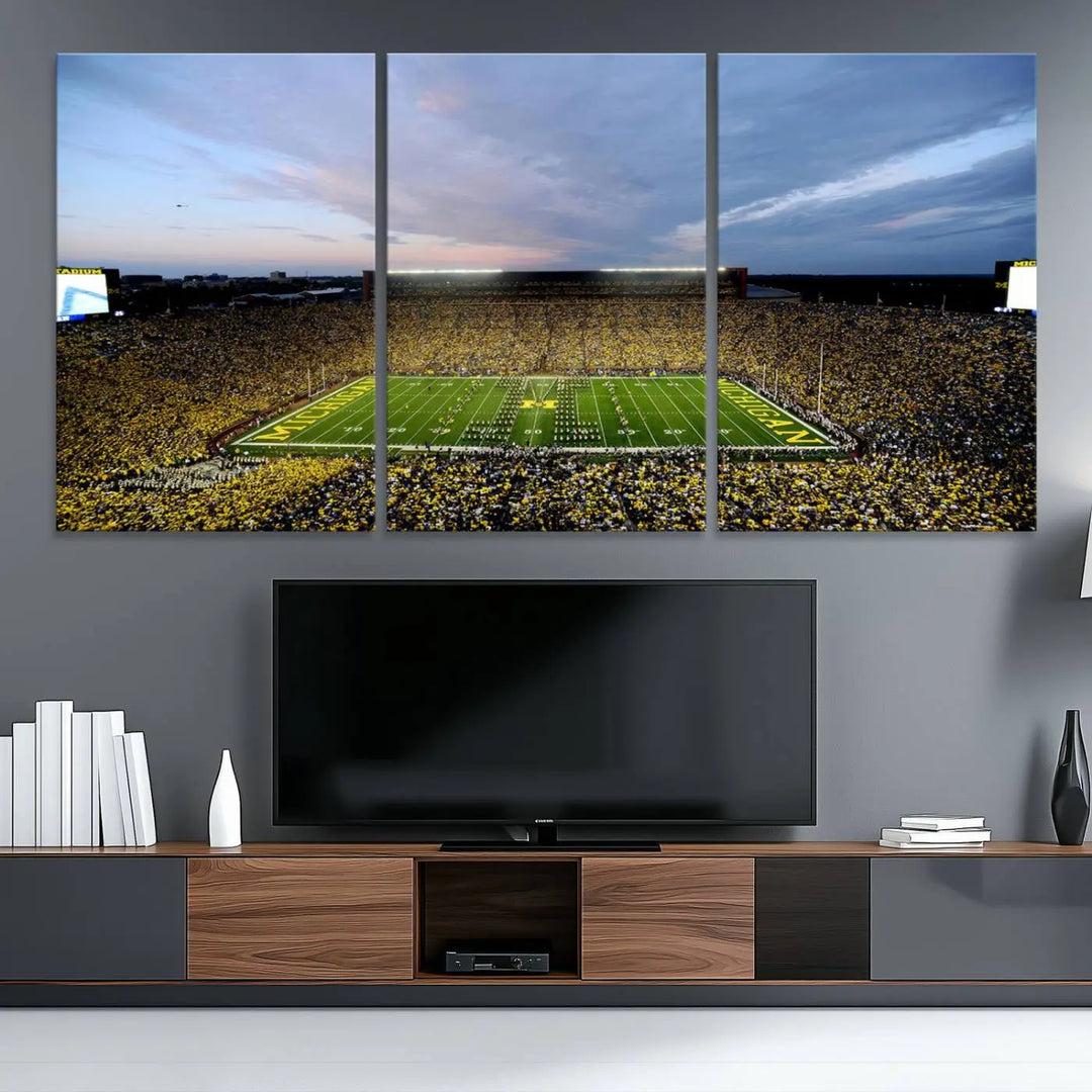 University of Michigan Wolverines Football Team Print - Ann Arbor Michigan Stadium Wall Art Canvas Print