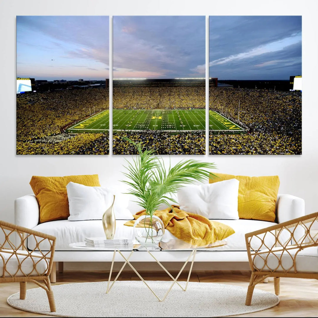 University of Michigan Wolverines Football Team Print - Ann Arbor Michigan Stadium Wall Art Canvas Print