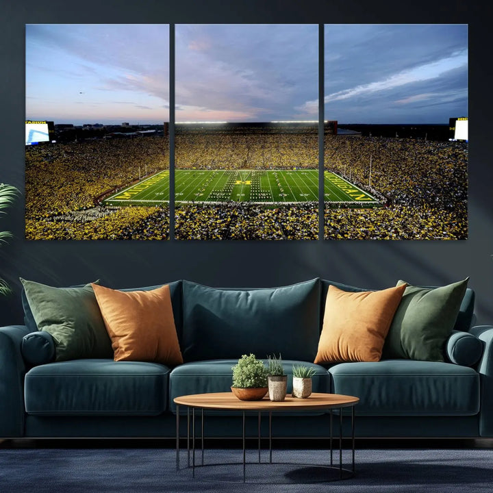 University of Michigan Wolverines Football Team Print - Ann Arbor Michigan Stadium Wall Art Canvas Print