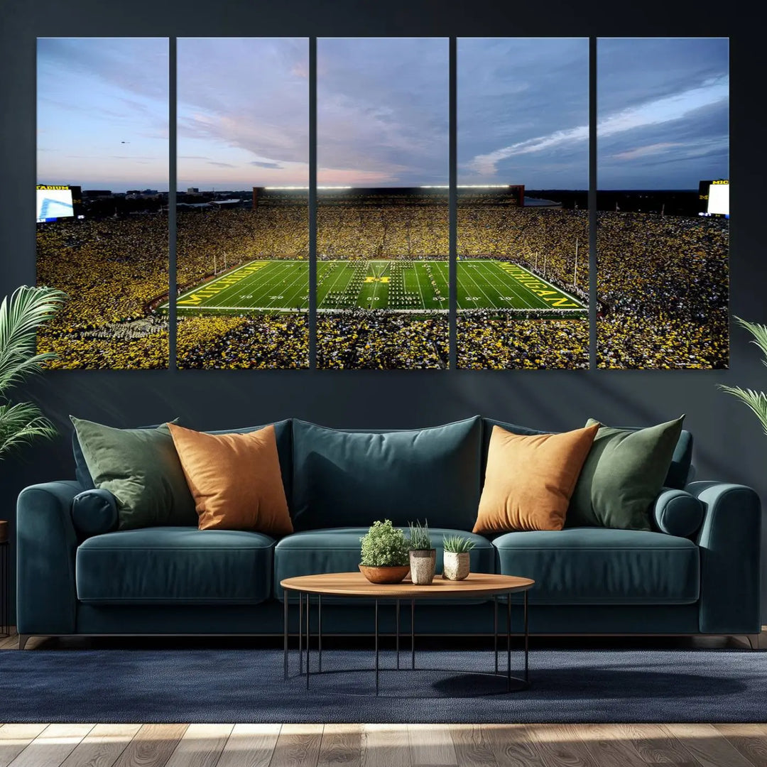 University of Michigan Wolverines Football Team Print - Ann Arbor Michigan Stadium Wall Art Canvas Print