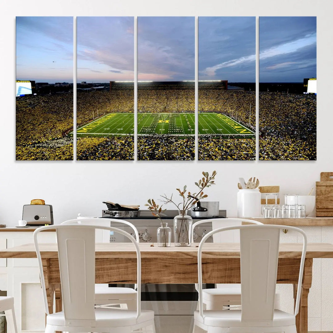 University of Michigan Wolverines Football Team Print - Ann Arbor Michigan Stadium Wall Art Canvas Print