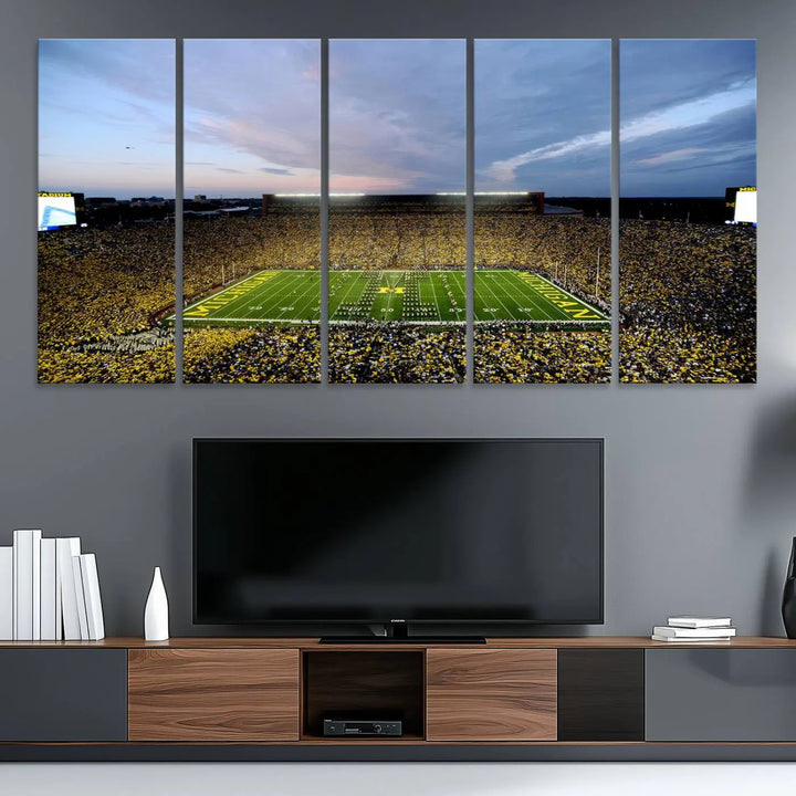 University of Michigan Wolverines Football Team Print - Ann Arbor Michigan Stadium Wall Art Canvas Print