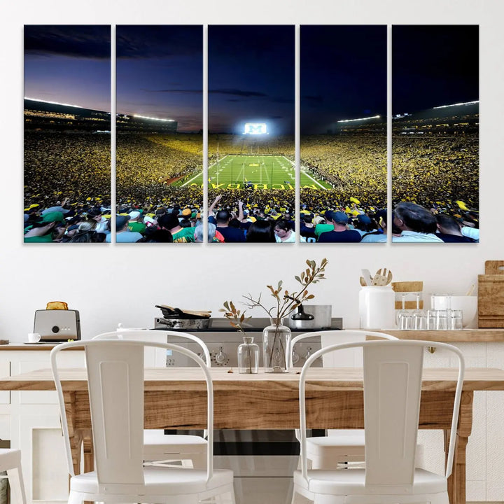 University of Michigan Wolverines Football Team Print - Ann Arbor Michigan Stadium Wall Art Canvas Print