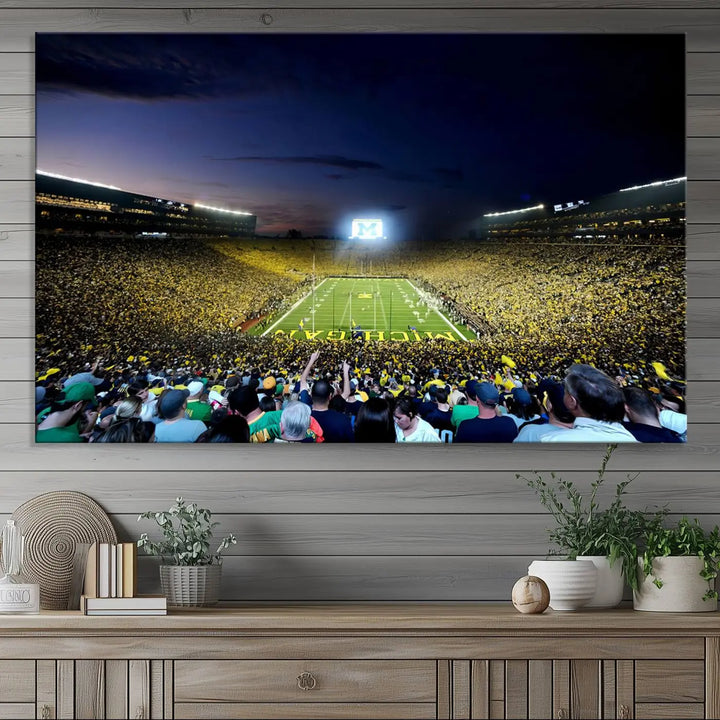 University of Michigan Wolverines Football Team Print - Ann Arbor Michigan Stadium Wall Art Canvas Print