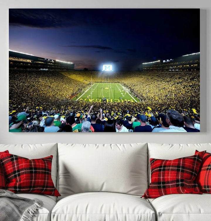 University of Michigan Wolverines Football Team Print - Ann Arbor Michigan Stadium Wall Art Canvas Print