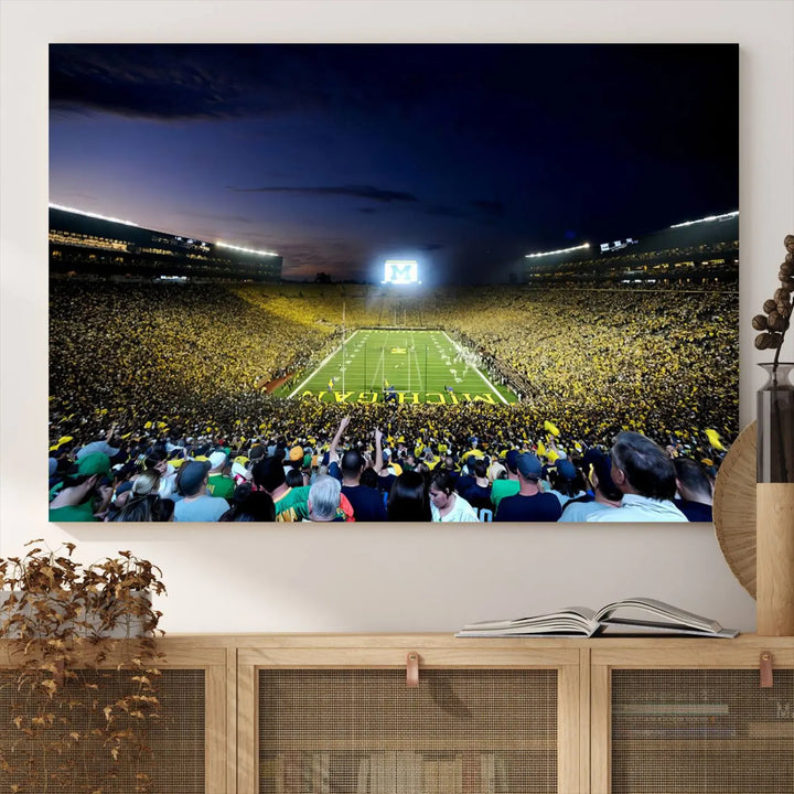 University of Michigan Wolverines Football Team Print - Ann Arbor Michigan Stadium Wall Art Canvas Print