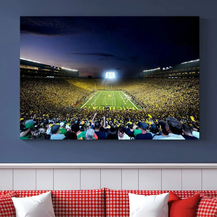 University of Michigan Wolverines Football Team Print - Ann Arbor Michigan Stadium Wall Art Canvas Print