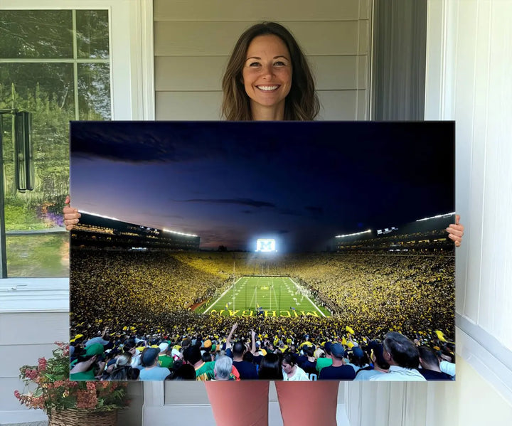 University of Michigan Wolverines Football Team Print - Ann Arbor Michigan Stadium Wall Art Canvas Print