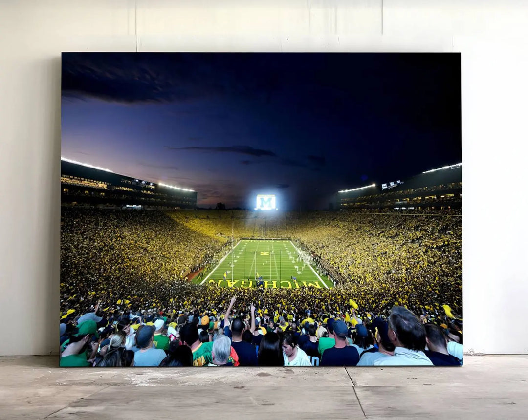 University of Michigan Wolverines Football Team Print - Ann Arbor Michigan Stadium Wall Art Canvas Print