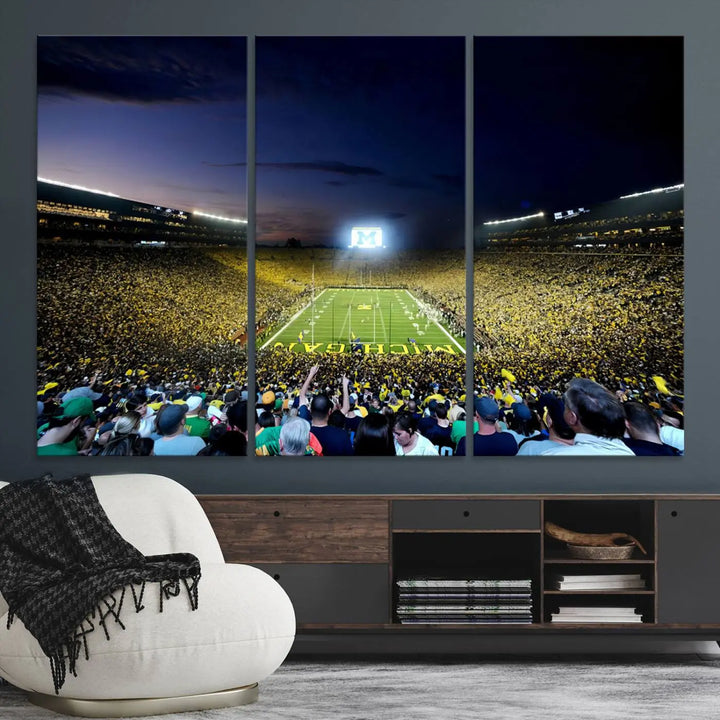 University of Michigan Wolverines Football Team Print - Ann Arbor Michigan Stadium Wall Art Canvas Print