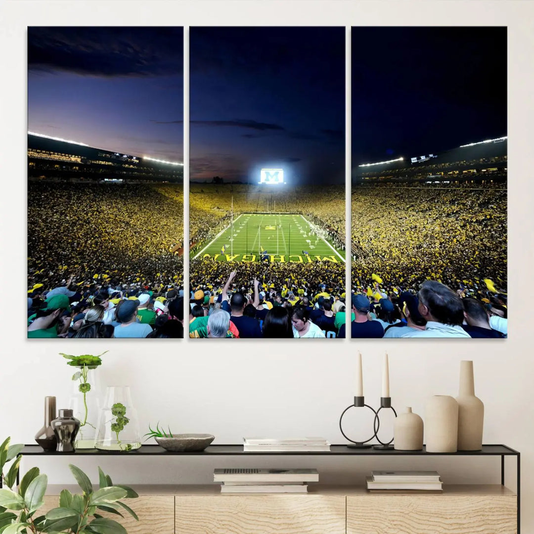 University of Michigan Wolverines Football Team Print - Ann Arbor Michigan Stadium Wall Art Canvas Print