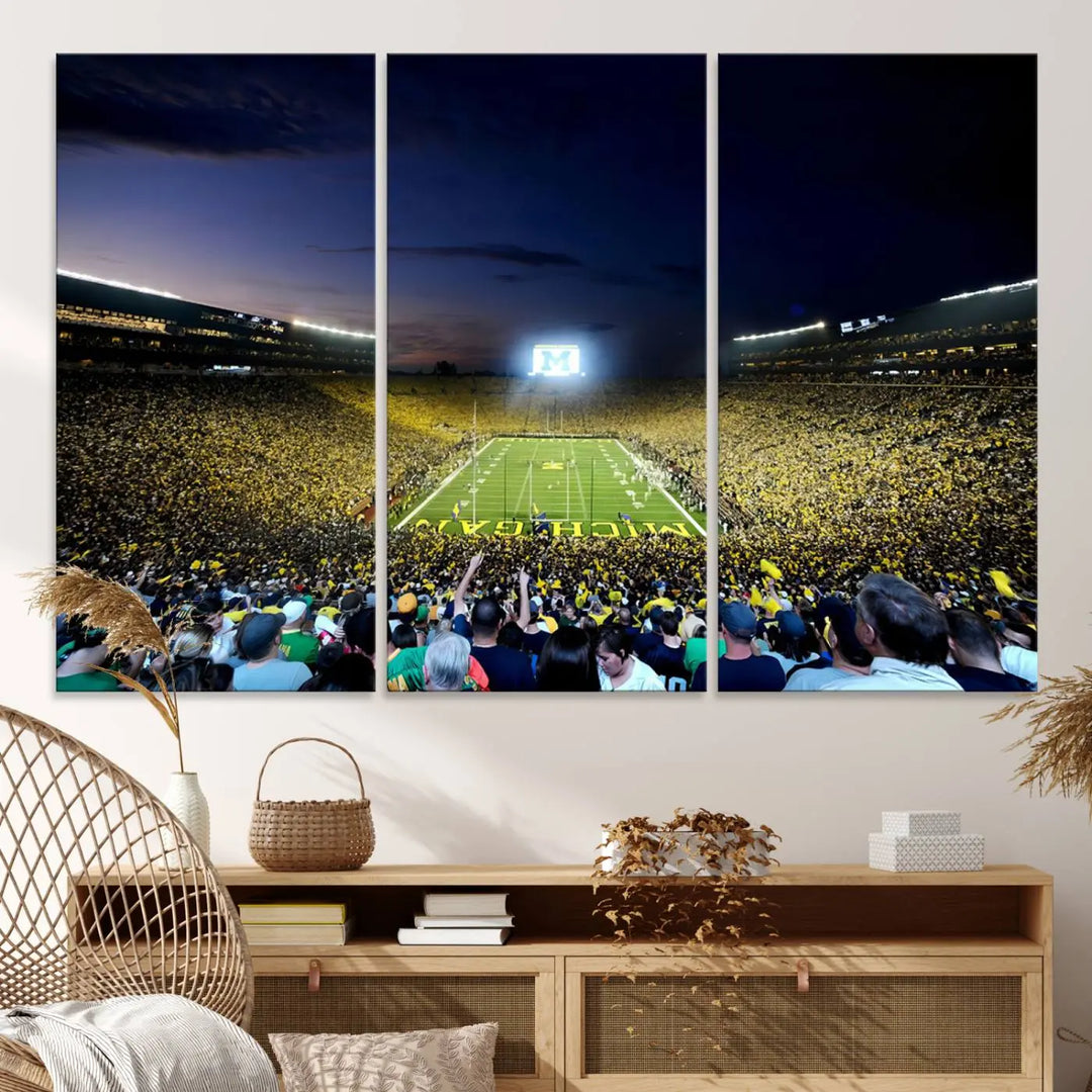 University of Michigan Wolverines Football Team Print - Ann Arbor Michigan Stadium Wall Art Canvas Print