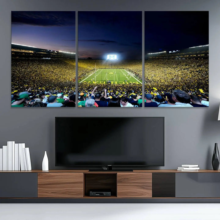 University of Michigan Wolverines Football Team Print - Ann Arbor Michigan Stadium Wall Art Canvas Print