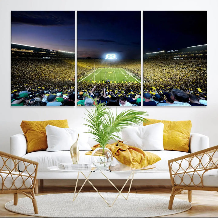 University of Michigan Wolverines Football Team Print - Ann Arbor Michigan Stadium Wall Art Canvas Print