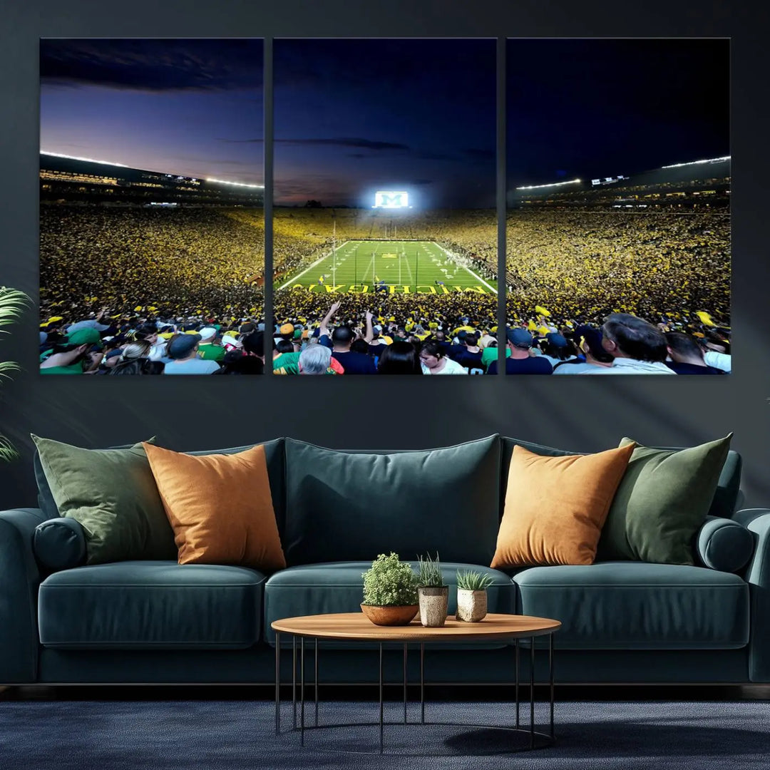 University of Michigan Wolverines Football Team Print - Ann Arbor Michigan Stadium Wall Art Canvas Print