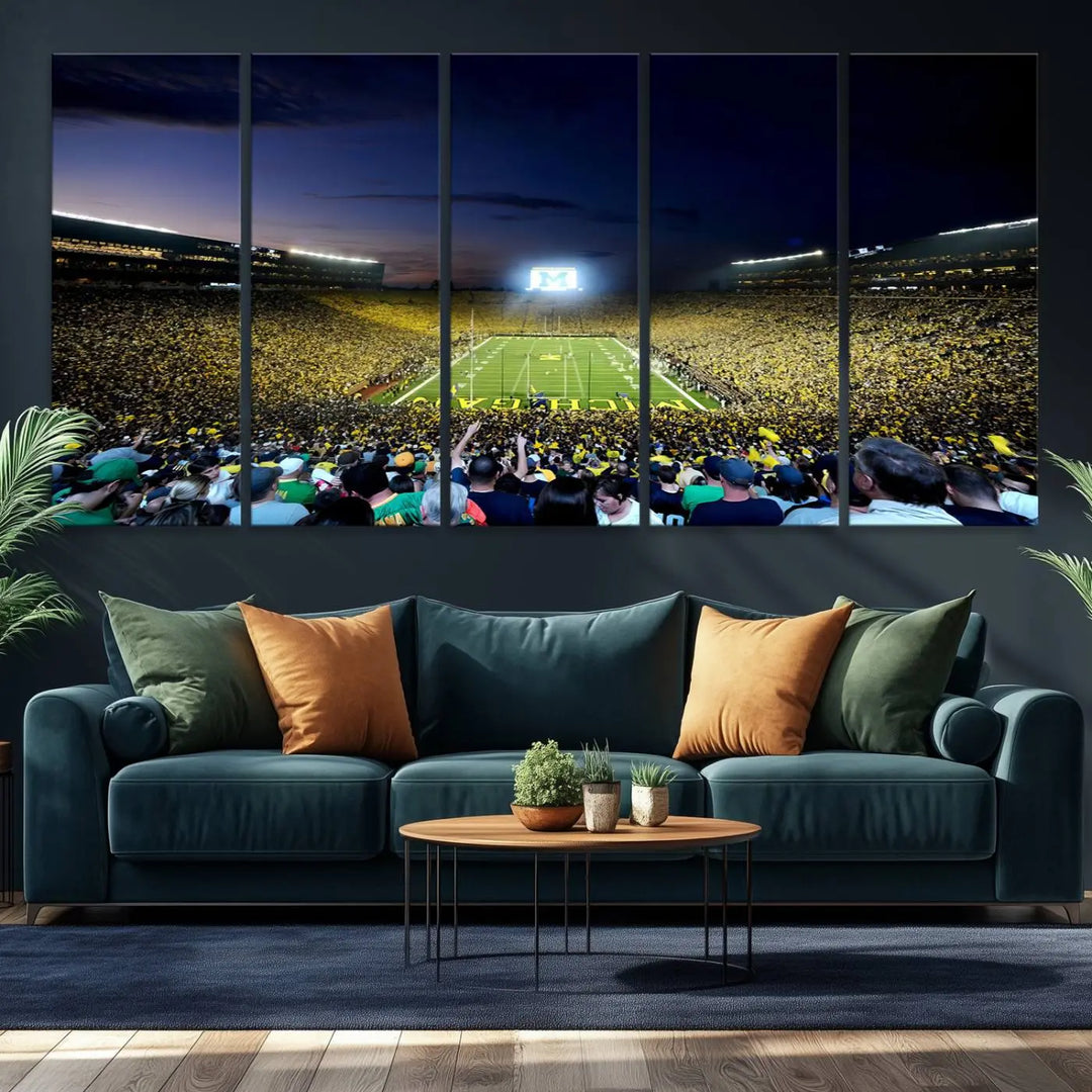 University of Michigan Wolverines Football Team Print - Ann Arbor Michigan Stadium Wall Art Canvas Print