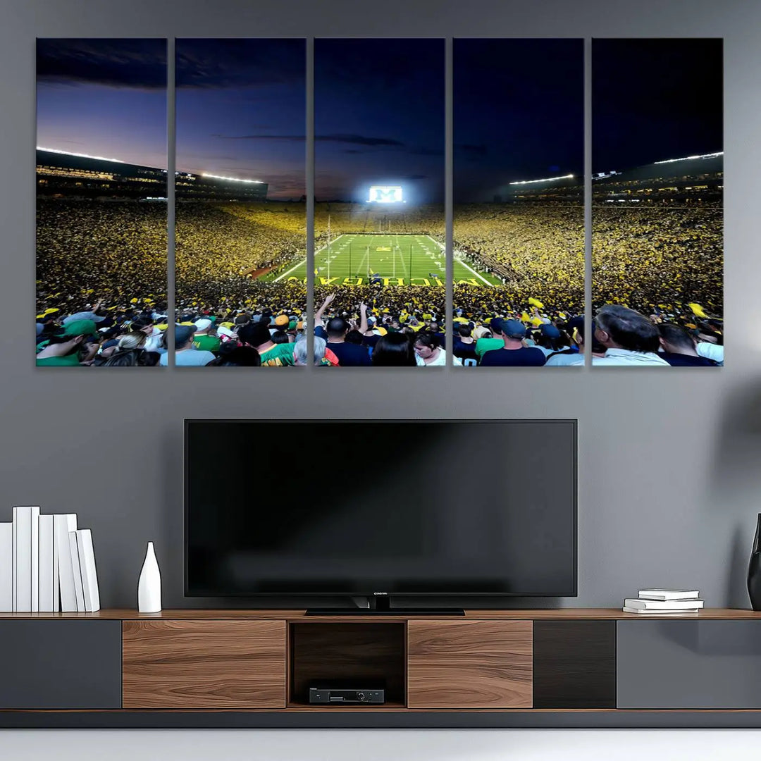 University of Michigan Wolverines Football Team Print - Ann Arbor Michigan Stadium Wall Art Canvas Print