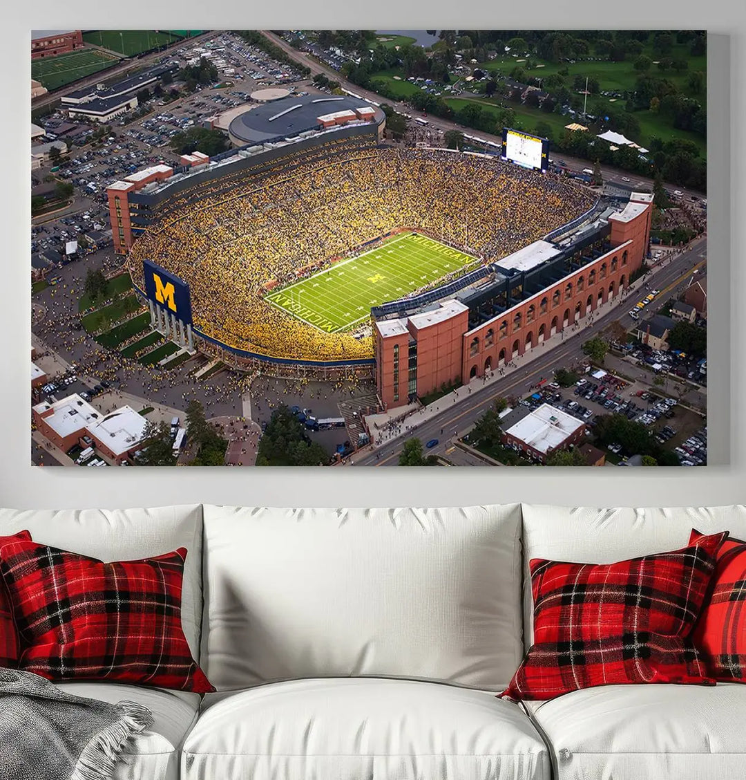 University of Michigan Wolverines Football Team Print - Ann Arbor Michigan Stadium Wall Art Canvas Print