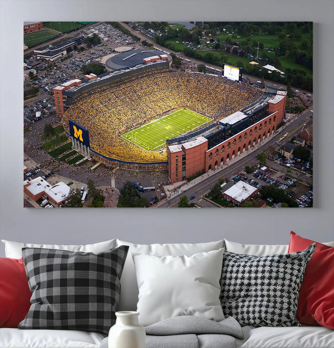 University of Michigan Wolverines Football Team Print - Ann Arbor Michigan Stadium Wall Art Canvas Print