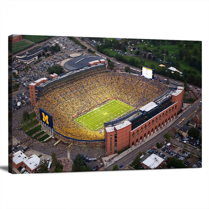 University of Michigan Wolverines Football Team Print - Ann Arbor Michigan Stadium Wall Art Canvas Print