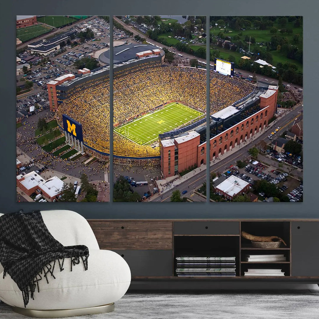 University of Michigan Wolverines Football Team Print - Ann Arbor Michigan Stadium Wall Art Canvas Print