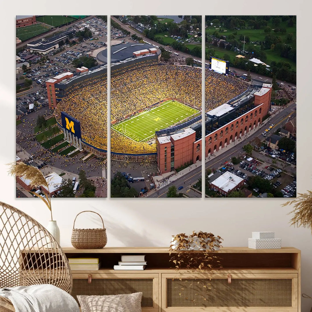 University of Michigan Wolverines Football Team Print - Ann Arbor Michigan Stadium Wall Art Canvas Print