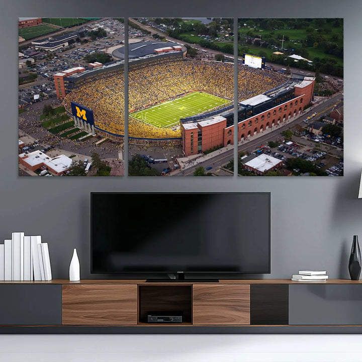 University of Michigan Wolverines Football Team Print - Ann Arbor Michigan Stadium Wall Art Canvas Print