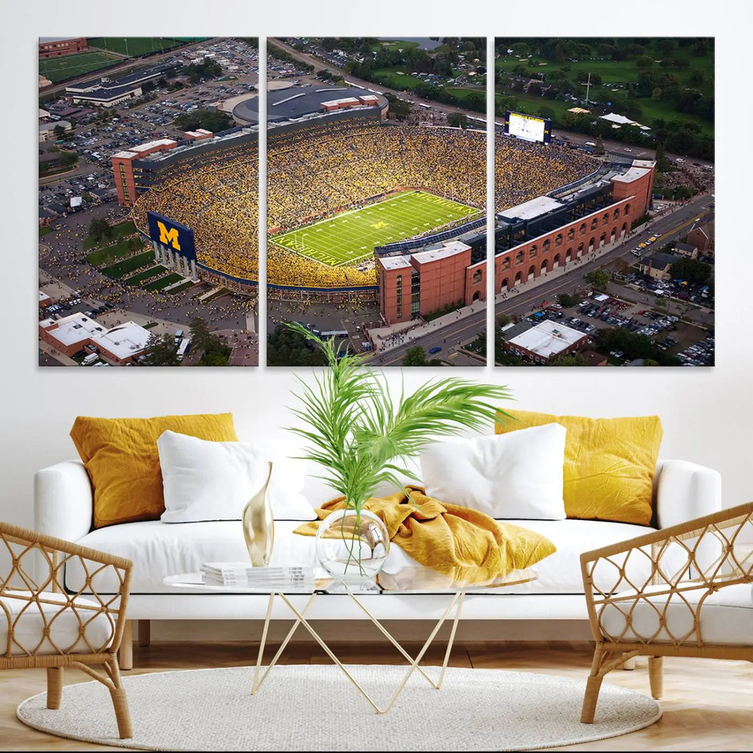 University of Michigan Wolverines Football Team Print - Ann Arbor Michigan Stadium Wall Art Canvas Print