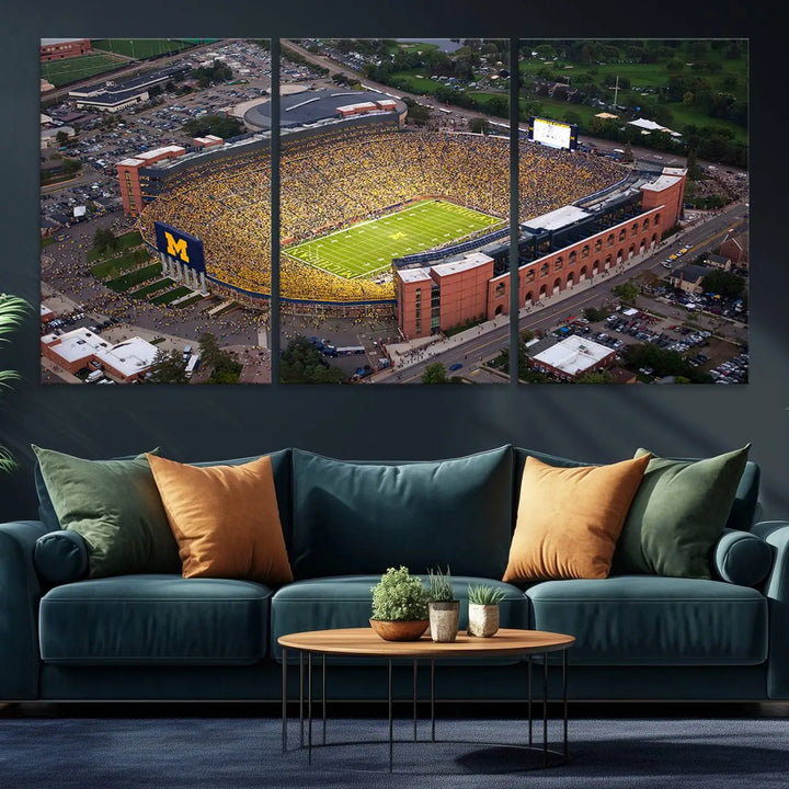 University of Michigan Wolverines Football Team Print - Ann Arbor Michigan Stadium Wall Art Canvas Print