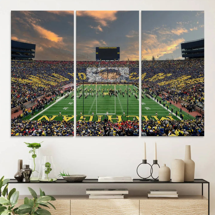 University of Michigan Wolverines Football Team Print - Ann Arbor Michigan Stadium Wall Art Canvas Print